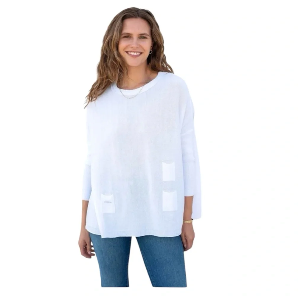 Mersea women’s white Catalina crewneck oversized sweater L/XL - Picture 1 of 8
